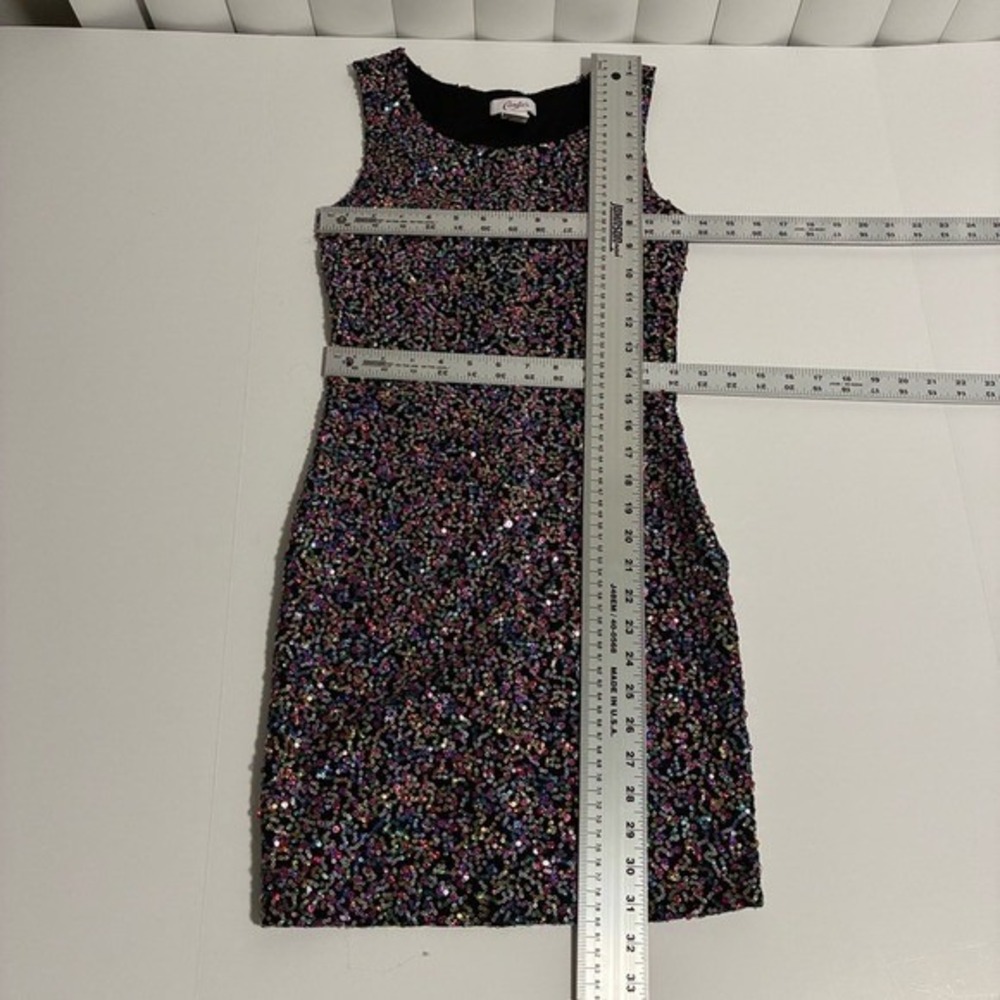 Candies Womens Black Multi Color Sequin Sleeveless Bodycon Mini Dress Size S - Picture 5 of 7